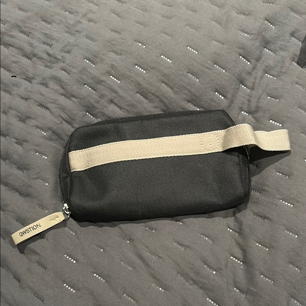Qwstion Black and Cream Men's toiletry inflight travel  Bag